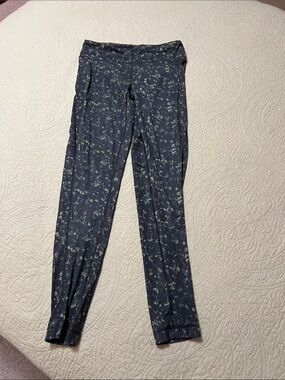 Lole Black Leggings with Green Fleck Print